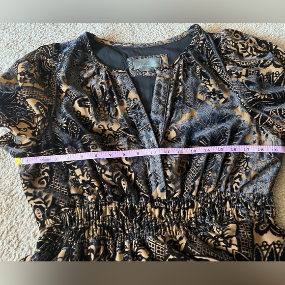 Anthropologie The Somerset Maxi Dress Velvet Edition Burnout Design L Black Nude - Picture 10 of 16